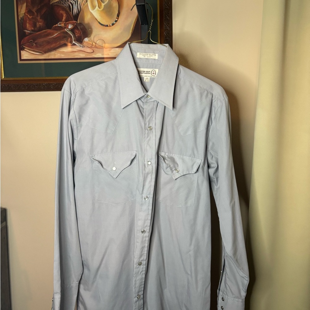 Men's Western Shirt in Light Blue